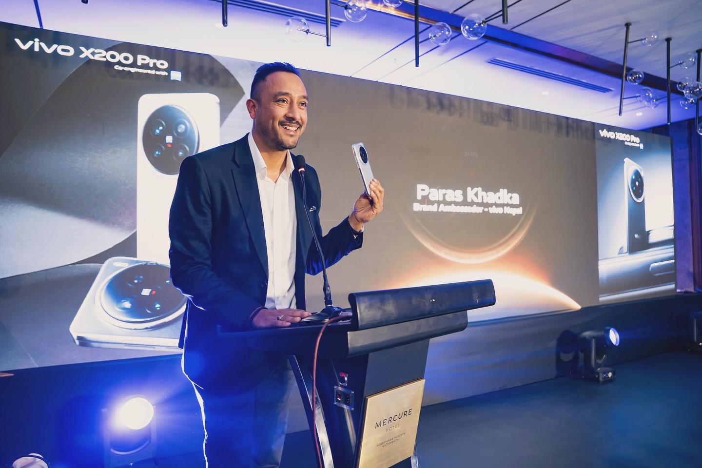 Paras Khadka during the produch launch of vivo X200 Pro